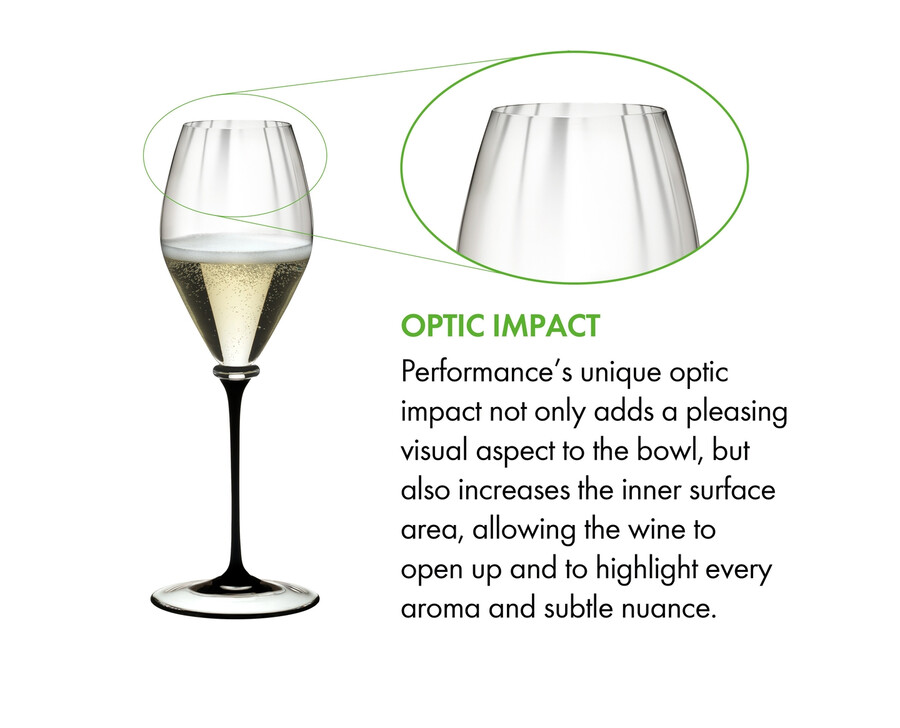 calice da champagne riedel fatto a mano performance - stelo nero