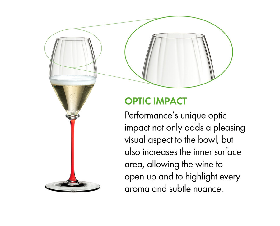 calice da champagne riedel fatto a mano performance - stelo rosso