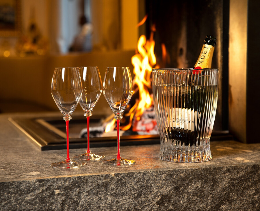 calice da champagne riedel fatto a mano performance - stelo rosso