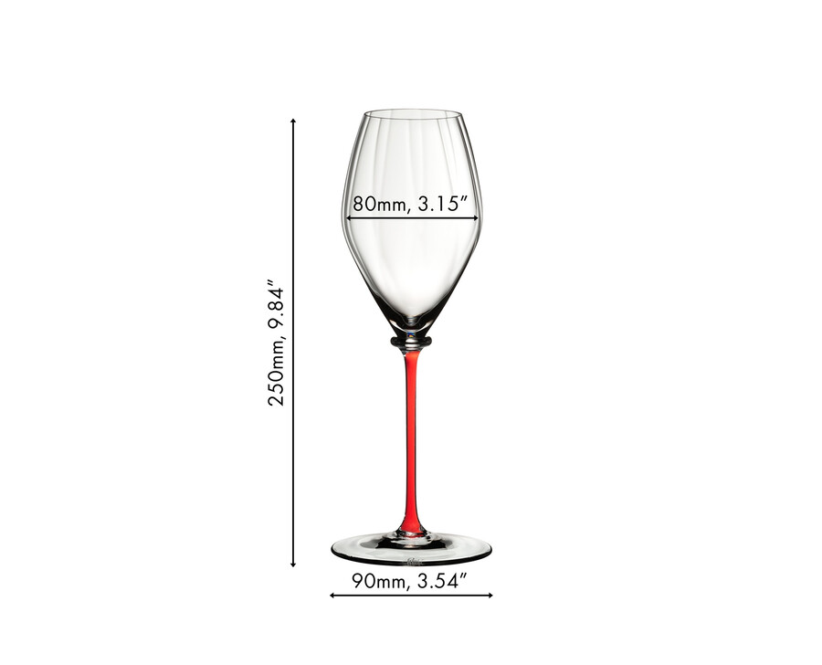 calice da champagne riedel fatto a mano performance - stelo rosso