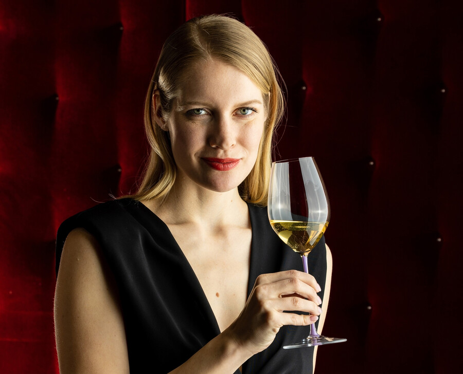 riedel fatto a mano bicchiere da vino champagne - viola opalino