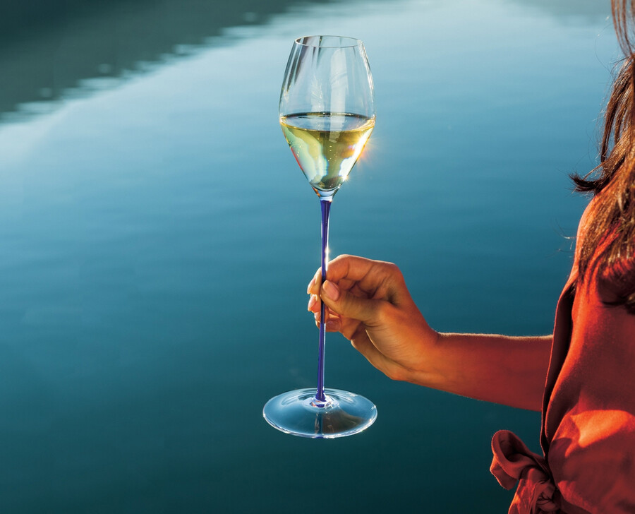 bicchiere da champagne ad alte prestazioni riedel - blu scuro